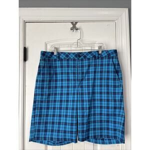 Under Armour UA‎ Mens Size 38R Shorts Flat Front Golf Blue Plaid